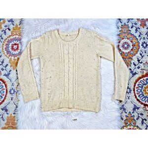 Hem & Thread Womens Sweater Cable Knit Long Sleeve Sprinkle Comfy L